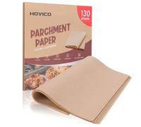 Hovico 130PCS Parchment Paper Baking Sheets, 12x12 Inch, Precut Non-Stick Parchment Sheets for Baking, Grilling, Air Fryer, Steaming, and More (Unbleached) - Perfect for BBQ, Picnic, Festival, Bread