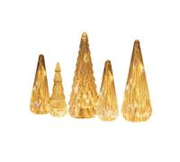 Hovika 5PCS Illuminated Mercury Glass Christmas Trees, Small Handcrafted Sparkling Xmas Decor with LED Light, Lighted Tabletop Christmas Tree Centerpiece Figurines, for Xmas Home Party Decors (Gold)