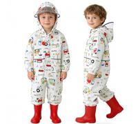 Hovkib Kids Puddle Suit Toddler All-in-One Rain Suit - One Piece Waterproof Hooded Muddy Suit for Boys Girls, Lightweight Waterproof Coverall for 1-8 Years