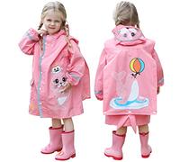 Hovkib Kids Raincoat for Girls Boys Rain Jacket 3D Cartoon Rain Poncho Children Toddler Waterproof Rain Wear Reusable Rainproof Cape 2-10 Years