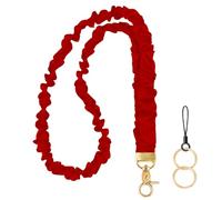 Hovmwey Scrunchie Teacher Lanyards for ID Badges Keys, Cute Long Neck Key Lanyard Straps for Women Card Holder Keychain Wallet（Red）