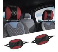 Hovom 2PCS Car Headrest Cover, Soft Breathable Leather Cars Front Seat Head Rest Covers, Waterproof Automotive Headrest Protector, Universal Interior Car Accessories for Most Vehicles (Wine Red)