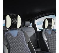 Hovom 2PCS Car Headrest Cover, Soft Leather Head Rest Protector, White