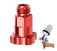 Hovom Car Spray Gun Cup Adapter, 16mm 1.5mm External Thread Master Elite Paint System MPS Spray Gun Cup Adapter, Spray Gun Paint Cup Adapter with 6 PCS HVLP Filters Fine Mesh (Red+External Thread)