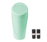 Hovom Mini Car Trash Can with Lid, Portable Garbage Can for Car, Leakproof Cup Holder Automotive Garbage Bin with 2 Rolls of Trash Bags, Small Trash Storage Can for Car Home Office(Light Green)
