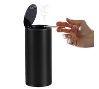 Hovom Mini Car Trash Can with Lid, Portable Garbage Can for Cars, Aluminum Alloy Automotive Garbage Bin for Cup Holder, Universal Small Leakproof Trash Storage Bin Car Accessories (Black)
