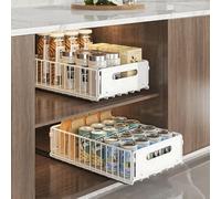 Hovoto Pull out Cabinet Organiser Foldable, 2PCS pull out drawers for kitchen cupboards, Pull Out Shelf Kitchen Storage Drawer for Kitchen Cupboard, Bathroom, Bedroom, White, 24.5 * 37.5 * 10cm