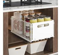 Hovoto Pull out Cabinet Organiser Foldable, pull out drawers for kitchen cupboards, Pull Out Shelf Kitchen Storage Drawer for Kitchen Cupboard, Bathroom, Bedroom, White, 24.5 * 37.5 * 19cm