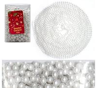 HOVUK® 10M Shiny Bead Garland, Shatterproof Pearl White Bead Chain, Plastic Pearl Beads Christmas Garland, Traditional Luxury Christmas Tree Decoration