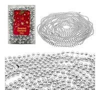 HOVUK® 10M Shiny Bead Garland, Shatterproof Silver Bead Chain, Plastic Pearl Beads Christmas Garland, Traditional Luxury Christmas Tree Decoration