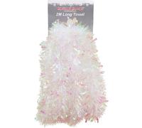 HOVUK® 1x Iridescent White Chunky Fine Cut 2M Ice Tinsel Garland, Luxury Christmas Tree Decoration, Best for Xmax Party and Home Decoration