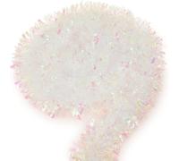 HOVUK® 1x Iridescent White Fine Cut 2M Chunky Tinsel Garland, Luxury Christmas Tree Decoration, Best for Xmas Party and Home Decoration