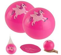 HOVUK 2 Piece Pink Beach Balls in Unicorn Design, Inflatable Kickballs with No Burrs, Smooth Surface PVC Poolside Play Balls, Bouncy Balls for Kids, Size-66cm