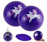 HOVUK 2 Piece Purple Inflatable Beach Balls in Unicorn Design, Kids Summer Fun Ball, Smooth Surface, Durable PVC Outdoor Balls, Bouncy Ball for Kids, Size-66cm