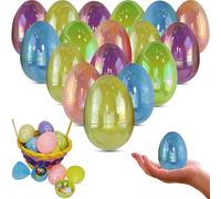 HOVUK 20PCs Large Iridescent Easter Fillable Eggs 7.7cm/3inch - Reusable/Refillable Plastic Egg for Easter Egg Hunting, Colourful Easter Gifts for Boys or Girls