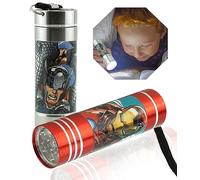 HOVUK 2Pcs Avengers LED Flashlight for Kids, Mini Pocket Torches 8.7cm|, Kids Torch Light for Boys, Small Torches for Travel Outdoor Xmas Summer Party 3+ (Red & Silver)