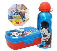 HOVUK 2Pcs Set | Mickey Mouse Insulated Water Bottle 500ml with Rectangular Lunch Box 16.5cm, Mickey Mouse Kids School Accessories Set for 3+Y
