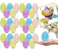 HOVUK 30PCs Iridescent Plastic Easter Eggs 3"/7.7cm - Large Empty Colorful Eggs Bulk Fillable for Easter Hunt Party Favor Basket Stuffers Filler Classroom Prize