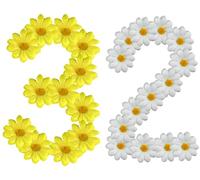 HOVUK 32x White & Yellow Artificial Craft Daisies, White and Yellow Fabric Flowers, 4.7cm Easter Hat Decoration for Girls, Party Trilby Bonnet Decor