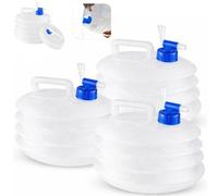 HOVUK 3x Collapsible Water Containers with Tap Foldable Water Carrier Set, 5L Portable Storage Jugs for Camping Hiking Picnic Caravan Travel Outdoor Water Dispenser - Total 15L