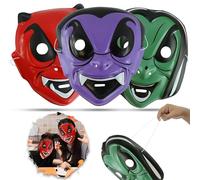 HOVUK 3x Halloween Face Masks 18cm - Devil, Vampire & Dracula Design Face Masks, Spooky Halloween Masks for Kids and Adults, Horror Night Costume Mask Props