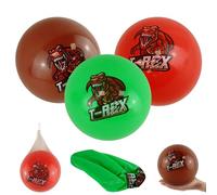 HOVUK 3x Inflatable Dinosaur Beach Balls, Green, Red & Brown Designs, 66cm PVC Water Play Balls, Smooth Burr-Free Surface, Durable Poolside Play Balls for Kids, Summer Beach & Pool Fun