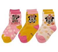 HOVUK 3x Pairs Kids Socks (UK 12-2/EU 31-34), Minnie Mouse Girls Socks - Soft Stretchy Casual Wear Slippers Socks, Cute Summer Accessories for Children Aged 7-12 Years