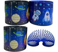 HOVUK 3x Space Mission Magic Springs 7cm, Random Colourful Slinky Toys for Kids, Bouncy Coil Fidget Party Bag Fillers, Stocking Stuffers, Sensory Stress Relief Birthday