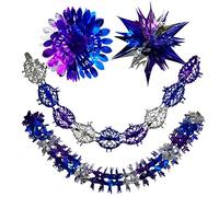 HOVUK® 4Pcs Christmas Hanging Decorations, Christmas Garlands, Foil Wall Ceiling for Home Décor, Xmas Party Supplies (Purple,Silver,Blue)