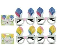 HOVUK 4PCs Easter Glasses for Girls/Boys - Happy Easter Bunny Glasses, Easter Plush Eyeglasses Frame Photo Props Fancy Dress Costume Decoration for Kids Adults