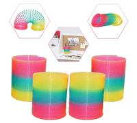 HOVUK 4x Glitter Rainbow Spring Toys 6.5cm, Walking Coil Sensory Fidget Toys for Kids 3+, Party Bag Fillers, Birthday Gifts, Magic Slinky, Fun for Boys & Girls