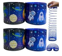 HOVUK 4x Space Mission Magic Springs 7cm, Colourful Random Slinky Toys for Kids, Bouncy Coil Fidget Party Bag Fillers, Stocking Stuffers, Sensory Stress Relief Birthday
