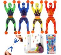 HOVUK 4x Sticky Superheroes, Action Figures for Imaginative Wall Crawling Fun, Window Walkers for Kids 3+Y, Tiny Tumbling Superhero Toys, Size-9.5cm