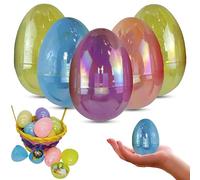 HOVUK 5PCs Iridescent Easter Eggs 7.7cm/3inch - Colourful Fillable Surprise Eggs for Easter Hunts Basket Fillers Springtime Party Favors Gift for Crafts