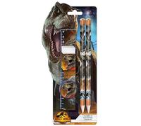 HOVUK 5PCs Jurassic World School Stationery Set for Children - Pencils, Eraser, 15cm Ruler and Sharpener - Younger School Supplies Christmas Gifts