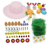 HOVUK 63PCS Easter Bonnet Accessories, 50cm Make Your Own Easter Bonnet Self Adhesive Foam Stickers Children DIY Easter Decorations Crafts Set