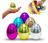 HOVUK 6PCs Easter Metallic Colourful Eggs for Baby | Giant Easter Eggs for Candy, Eater Fillable Eggs for Easter Egg Hunt Basket Stuffer Fillers, Size 7.5cm