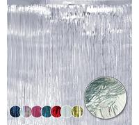 HOVUK 6Pk Silver Foil Curtain Decorations 1.2m - Christmas Tinsel Curtain Party Backdrop, Silver Foil Streamers Door Hanging Metallic Tinsel for Birthday Wedding Holiday Party