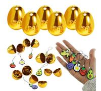 HOVUK 6x Easter Eggs Capsule Prefilled with Foodie Charms | Reusable Easter Eggs with Toys Inside | Plastic Eggs Easter Basket Stuffers, Snap Open Size 6cm