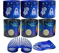 HOVUK 6x Random Space Mission Magic Springs 7cm, Colourful Slinky Coil Toys for Kids, Fun Sensory Fidget Party Bag Fillers, Stocking Stuffers, Stress Relief Birthday
