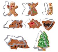 HOVUK® 8Pcs Stainless Steel Cookie Cutters, Includes Tree, Angel, Bell, Holly Leaf, Candy Cane, Gingerbread Man, Santa and Shooting Star, Baking Mould for Christmas Decoration