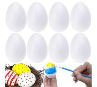 HOVUK 8PCs White Foam Polystyrene Eggs for Crafts 5.5cm - Easter Styrofoam Eggs Foam Balls for Easter Crafts and Displays, Decoration, Staining or Painting