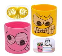 HOVUK Expandable Emoji Coil Spring Toys, 2Pcs Fun Fidget Party Favours for Kids, Assorted Crazy Faces, Ideal for Pinata Fillers, Goodie Bags, Stocking Stuffers, and Birthday Gifts