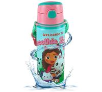 HOVUK Gabby's Dollhouse Drinking Bottle 600ml - Aluminium Water Bottle with Hanging Strap, Leak Proof Sports Bottle for School Going Kids, BPA Free Travel Bottle Children's Gift