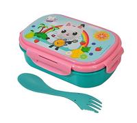 HOVUK Gabbys Dollhouse Kids Lunch Box with Spork 20cm| Dual Compartment Meal Prep Container, Leak Proof, Microwave Safe Sandwich Box for Girls 3+Years
