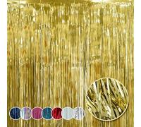 HOVUK Gold Lametta for Christmas Decorations 50cm - Foil Fringe Curtain, Party Decor Streamers for New Year Eve, Birthday, Graduation Theme, Thanksgiving Party Decorations