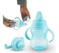 HOVUK Grip N Sip Baby Bottle - Blue Sippy Cup, 290ml/10oz, BPA Free, Plastic, Twin Handles, Smooth Finish, Reusable, On the Go, Home, Christmas, Baby Shower, 6+M