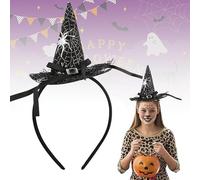 HOVUK Halloween Witch Hat Headband Black - Spooky Cobweb & Spider Design Costume Hair Accessory for Women, Kids & Adults, Party, Cosplay, Trick-or-Treat