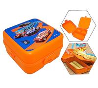 HOVUK Hot Wheels Boys Lunch Box 13cm | 3 Compartment Sandwich Box Plastic Reusable BPA Free for School Kids and Birthday Gift 3+Years