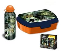 HOVUK Jurassic-World Lunch Box for Kids with 500ml Aluminium Water Bottle Set, Plastic Food Safe Snack Box for School and Picnic 3+Years
